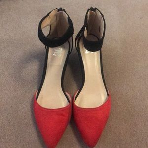 Low wedge Flats Red Toe and Black Heels